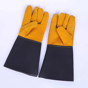 Guantes de soldadura de cuero dividido de piel de vaca, resistentes al calor, a prueba de fuego, resistentes al desgaste, protección de Metal fundido de 12 pulgadas, amarillo - Product Image 1