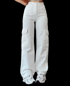 Pantalones cargo de pana de cintura media para mujer Pantalones casuales transpirables DRYTEC al por mayor - Product Image 2