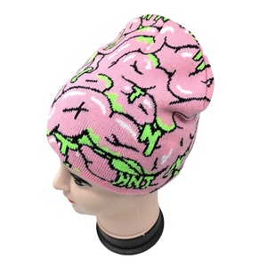 Y2K เสื้อถักผู้ใหญ่หมวกบีนนี่ลายผ้าแจ็คการ์ดยางสมองตลกหมวกฤดูหนาวอบอุ่นปัก3D ชายหาดท่องเที่ยว - Product Image 5