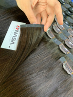 Extensiones de Cabello con Clip, 100% Cabello Virgen Vietnamita, Super Doble Trama, Calidad Premium, Color Negro y Marrón
