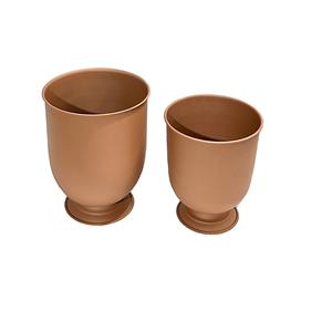 Pots de fleurs en aluminium Vase en métal finition bronze antique Lot de 2 tailles différentes pour centre de table Vase de fleurs de mariage - Product Image 2
