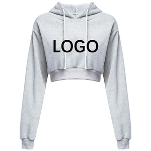 Personnalisé solide couleur manches longues crop top à capuche cultures courtes à capuche de femmes crop top pour les femmes et jeunes filles - Product Image 4