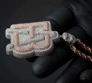 Personalizado Iced FAB Nombre Colgante 925 Plata Esterlina CZ Moissanite Mujer Oficina/Carrera IGI Certificado Oro/Plateado Personalizado - Product Image 2