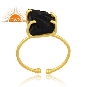 แหวนซ้อนอัญมณีออบซิเดียนสีดำธรรมชาติชุบทองเงินสเตอร์ลิงดีไซน์ล่าสุดจากผู้ผลิตเครื่องประดับชั้นดี - Product Image 3