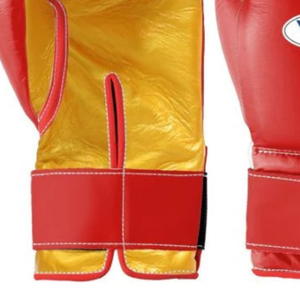 Professional Red Gold Leather Boxing Gloves <b>Velcro</b> Wrist Training Sparring Gloves for Men and Women - Product Image 3