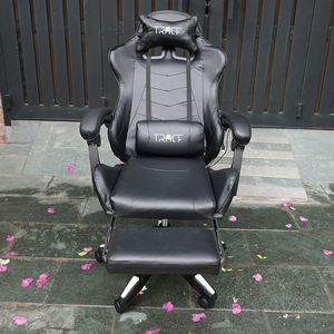 Chaise de jeu inclinable pour bureau à domicile GC002, entièrement noire, avec haut-parleurs Bluetooth 4D, hauteur réglable, extensible, en cuir PU et nylon - Product Image 4
