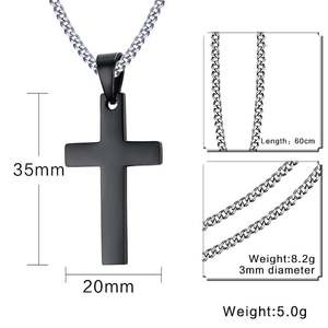 จี้สร้อยคอรูปกางเขนสแตนเลสสำหรับผู้ชายประดับเพชรและมุก - Product Image 4