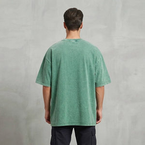 เสื้อยืดผู้ชายคุณภาพสูงแบบขายส่ง ล้างสีด้วยกรด 100% ผ้าฝ้าย พิมพ์ลายโลโก้แบบ DTF สตรีทแวร์ เสื้อยืดหนาน้ำหนักมาก - Product Image 5