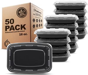 Freshware Meal Prep <b>Containers</b> [50 Pack] 1 Compartment Food <b>Storage</b> <b>Containers</b> with Lids 16 oz - Product Image 4