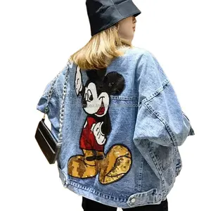 Customised Women Winter Stylish Printed Jacket Women 2023 Casual New Outerwear Jeans Coat