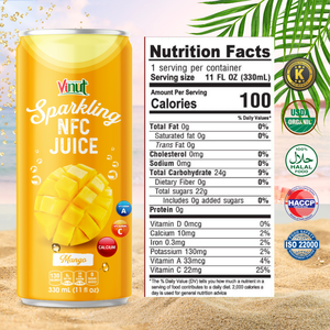 Bebida de Jugo de Mango Espumoso VINUT 330ml, Precio de Fabricante, Mayorista, Marca Privada, ODM, OEM, ISO, HALAL, KOSHER - Product Image 4