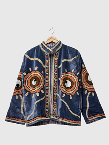 Veste en velours brodée de fleurs, col mandarin, manches longues, vêtements d'hiver pour femmes, taille plus - Product Image 3