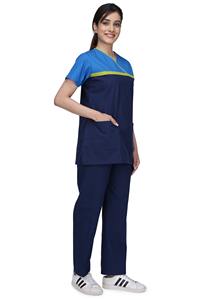 ชุดเสื้อกางเกงแพทย์แขนสั้นคอวีสำหรับผู้หญิงชุดเครื่องแบบทำงานชุดเสื้อขัดทำความสะอาดมีกระเป๋า - Product Image 6