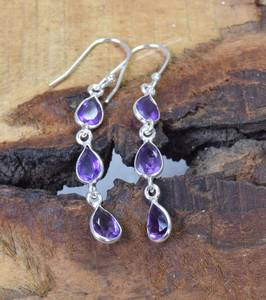 Pendientes de Plata de Ley con Amatista, Joyería Hecha a Mano, Elegantes Pendientes de Piedras Preciosas, Regalos para Mujer - Product Image 4