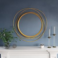 Silver Room Circle Cadre en alliage Miroirs de bain en aluminium Métal Simple Suspendu Grand miroir Miroir rond mural