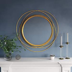 Silver Room Circle Alloy <b>Frame</b> Aluminium Bath Mirrors Metal Simple Hanging Large Mirror Wall <b>Mounted</b> Round Mirror - Product Image 2