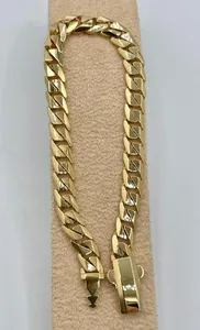 Bracelet cubain Miami en or massif Bracelet chaîne à maillons Bijoux en plaqué or 18 carats pour bijoux de mode unisexe - Product Image 4