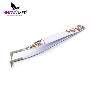 Pince à épiler d'extension de cils en acier inoxydable écologique de qualité supérieure Outil de volume de cils coloré floral avec outil de beauté à pointe pointue - Product Image 3