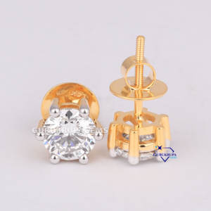 Best Seller moda mujer Stud pendiente 14KT oro amarillo sólido corte redondo laboratorio cultivado diamante joyería de alta calidad para mujer - Product Image 3
