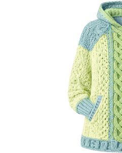 Pull à capuche en tricot bleu vert clair pour femmes personnalisé Motif en tricot torsadé Pull chaud d'hiver avec poches Coupe ample décontractée - Product Image 3