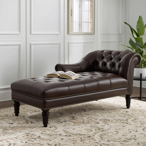 Modern Genuine Leather Eco-Friendly Chaise Lounge Button Tufted Upholstery Elegant Reclining <b>Chair</b> Living Room Hotel Bedroom - Product Image 1