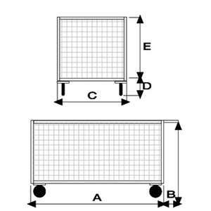 Plataforma de Malla Metálica Pintada de 4 Lados con Ruedas Antipinchazos, 4 Ruedas Giratorias, 2 con Frenos - Product Image 2