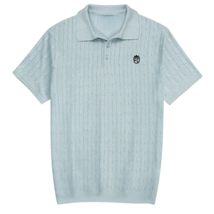 Polo de Punto Trenzado para Hombre, Prenda de Punto de Algodón Premium, Manga Corta, Texturizado, Corte Clásico, Ropa Casual Elegante - Product Image 2