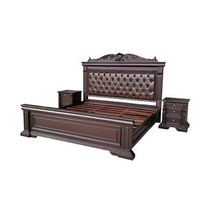 Ensemble de chambre à coucher traditionnel en teck massif, lit capitonné, tiroirs, tables de chevet, meubles de rangement écologiques Java - Product Image 1