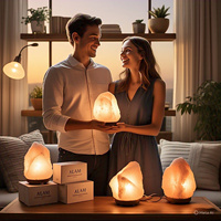 Lampe de sel de l'Himalaya rose artisanale certifiée GMP, écologique, 2-3 kg, motif religieux, animal, fleur, amour, Feng Shui, croix, décoration intérieure