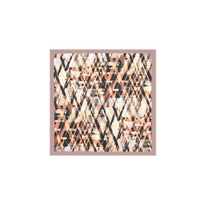 Powder Pink Polyester Twill Square Scarf with Geometric Pattern - Product Image 1