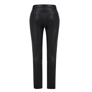 Pantalones de cuero negro personalizados de la mejor calidad para mujer, pantalones deportivos de lona de invierno al por mayor a precio normal - Product Image 5