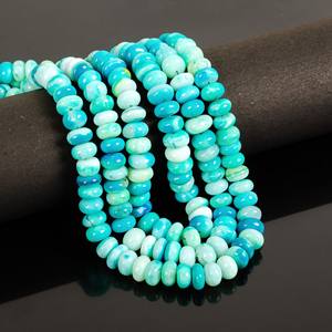 Perles de pierres précieuses lisses d'opale verte naturelle ombragées 8mm perles de rondelle d'opale pour la fabrication de bijoux en gros 16 "bonbons opale pierre en vrac - Product Image 1