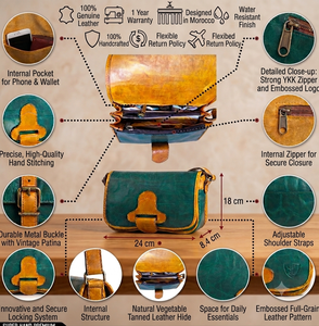 Bolso Bandolera de Cuero Genuino Marroquí al por Mayor para Mujer, Estilo Vintage Hecho a Mano, Bolso de Hombro Clásico con Solapa y Cierre de Botón - Product Image 6