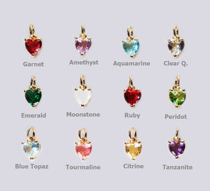 Pendentif en forme de cœur en quartz rubis 6mm pierre de naissance avec CZ 925 argent sterling ensemble de broches or vermeil breloque plaquée rhodium - Product Image 3