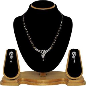 Tip Top Fashions 1500618 Fine Jewelry <b>Set</b> AD Stone Black <b>Beads</b> Mangalsutra - Product Image 1