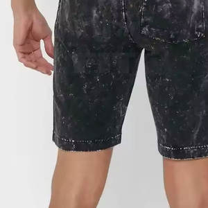 Dernier modèle de short de bain taille moyenne pour hommes, respirant, écologique, en toile délavée à l'acide, taille élastique, motif solide, service OEM - Product Image 6