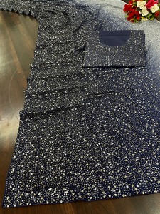 Precioso Sari Georgette de diseñador Premium para mujer con trabajo de secuencia estilo paquistaní para bodas y fiestas hecho en EE. UU. - Product Image 5