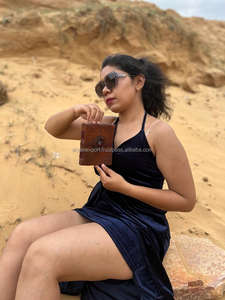 New Real Hand Tooled Leather Thread Secure Journal With Semi Precious Stone Boho Traditional Vintage Leather Lock <b>Travel</b> Journal - Product Image 2