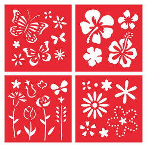Ensemble de pochoirs à dessin réutilisables en PET, modèles de fleurs pour la marquage de cartes - Product Image 1