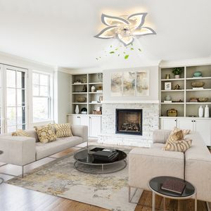 โคมไฟพัดลมเพดาน LED อัจฉริยะทันสมัยพร้อมรีโมทควบคุมด้วยแอปและโคมไฟพัดลมหรี่แสงได้3สีสำหรับห้องนั่งเล่นห้องนอน - Product Image 6