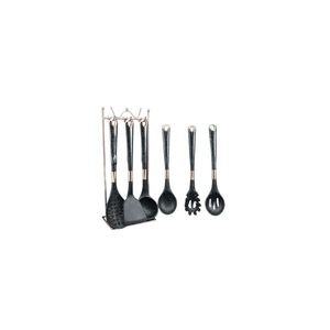 Ensemble de 7 cuillères en silicone résistant à la chaleur, sans BPA, importées, avec manche en nylon noir à pois, antiadhésives, pour ustensiles de cuisine - Product Image 3