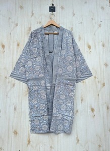 Couleurs assorties Floral Écologique Respirant Col en V Longueur au genou Taille unique Robe de demoiselle d'honneur Vêtements de nuit d'été Kimono court - Product Image 3