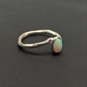 Bague en argent Sterling 925 opale naturelle bande texturée ovale coupe lunette réglage artisan fabriqué mariage/fête cadeau pour - Product Image 4