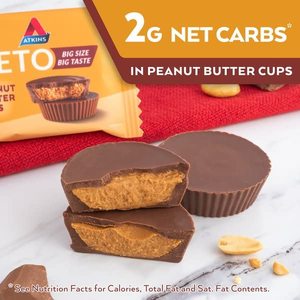 Atkins Keto Peanut Butter Cups, Naturally Flavored, Zero Grams Added Sugar, Gluten Free, 20 Count - Product Image 6