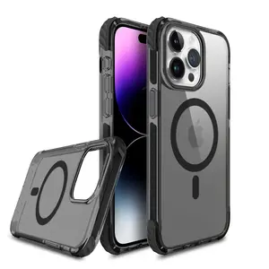 WOWCASE 2023 Nouveau TPU TPE Bumper Anti Scratches Design Impact Wireless Charging Magnetic Phone Case pour iPhone 15 Pro Max