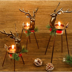 Decoraciones navideñas Reno Tealight Portavelas Superventas Centro de mesa y exhibición en el precio más barato - Product Image 3