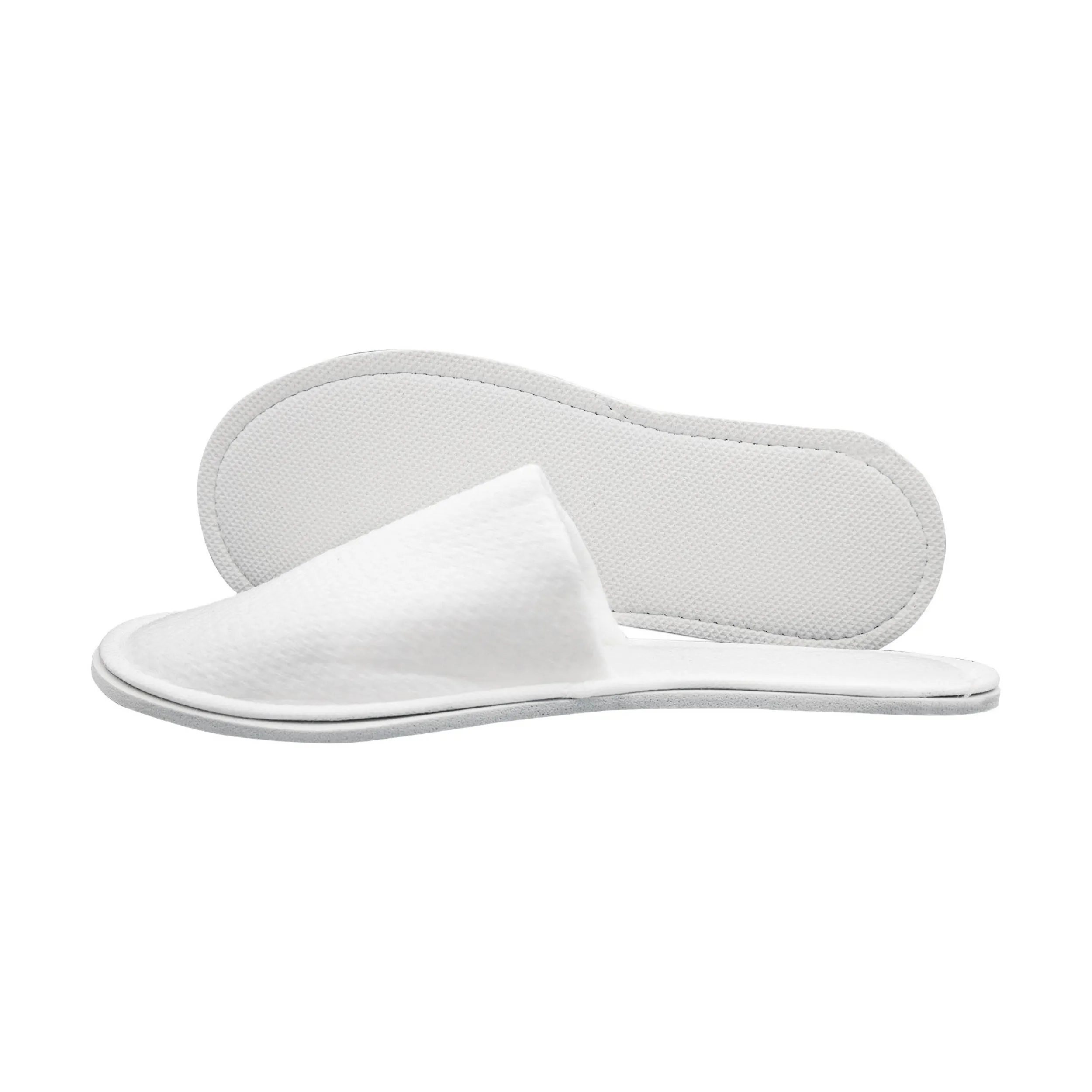 Custom Logo Hotel Amenities Disposable White Hotel Guest Slippers Honeycomb Towel Double Layer Double Sole Slippers