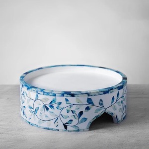 Le piédestal de socle de support de gâteau de cylindre de nacre bleue se tient pour la boulangerie et les desserts présentant - Product Image 2