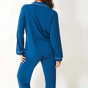 Ensemble de costume de nuit deux pièces élégant pour femmes manches longues séchage rapide et respirant vêtements de couchage confortables avec logo avant - Product Image 6