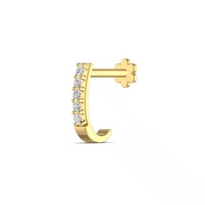 Épingle à nez en diamant naturel unique pour piercing corporel Bijoux en or massif 14 carats pour femmes en or jaune rose et or blanc - Product Image 1